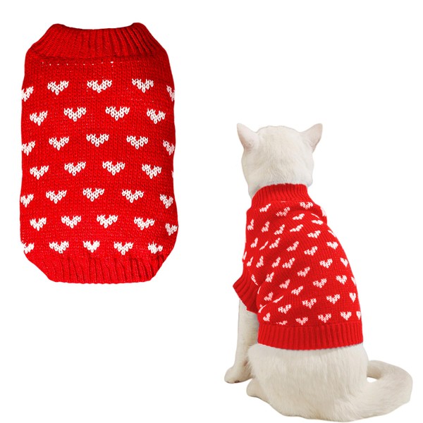 Persoshow Valentine's Day Sweater for Dog,Red Soft Valentine's Day Dog
