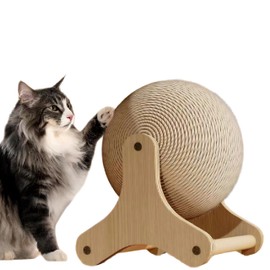 TAECHAWLY Cat Scratching Ball Toy Scratching Post Rotatable Scratching Training Exercise Sisal Material Scratching Toy, Equipped with a Replaceable Ball