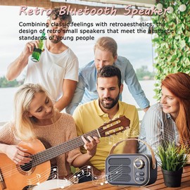 Retro Bluetooth Speaker, Vintage Portable Wireless Bluetooth Speakers with Loud Volume Support TF Card U Disk AUX Input Old Style for Kitchen Bedroom Home Office Outdoor (Pink)