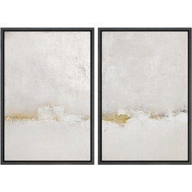 SIGNWIN Framed Canvas Print Wall Art Pastel Grunge Gray Landscape Abstract Shapes Illustrations for Living Room, Bedroom, Office - 24"x36"x2 Black