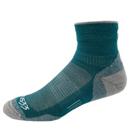 USA Made - Ankle Socks - Micro Weight Full Cushion - Trail Running Socks - Merino Wool - Mountain Heritage - Teal Green - Large