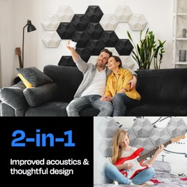 12 Pack Self-adhesive Sound Proof Foam Panels,14"X13"X 0.4" Soundproof Wall Panels,Sound Absorbing Panel High-Density Sound Dampening Wall Panels Acoustic Treatment Panel For Home Studio