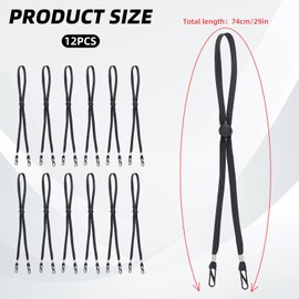 NICENEEDED 12 PCS Adjustable Hat Strap Clips, Elastic Hats Straps Removable Chin Cord, Windproof Hat Strap Clip Cap Anti-Lost Straps with Cord Fastener for Golfing Fishing Boating Sailing