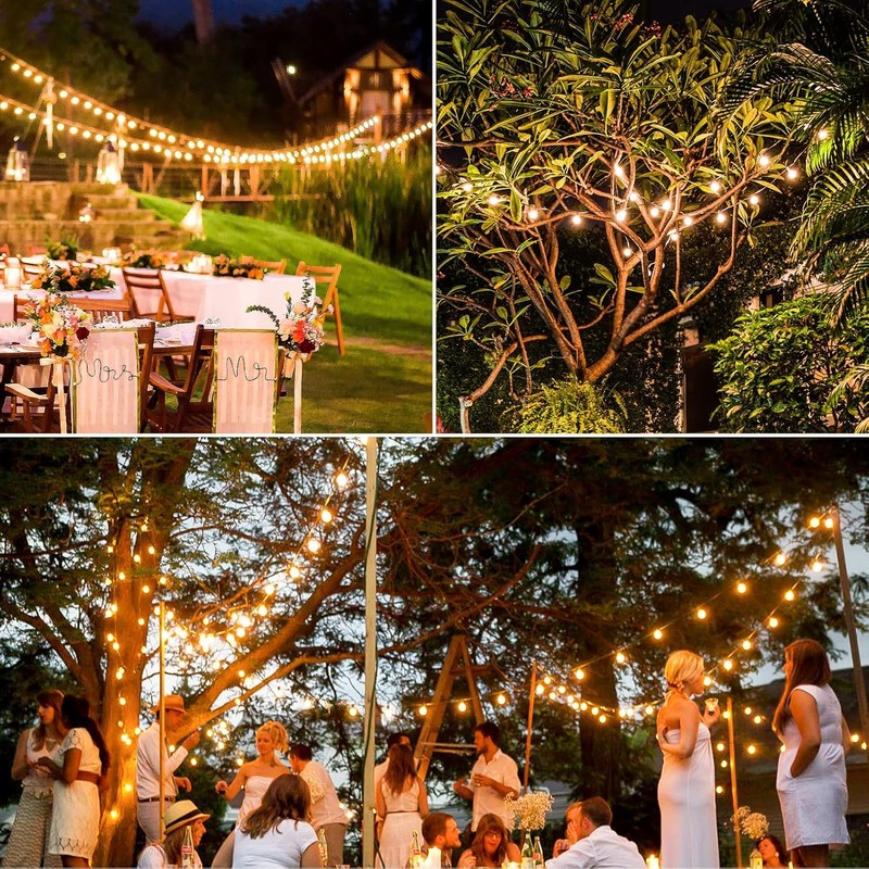 100FT G40 Solar String Lights, Globe Outdoor String Lights with