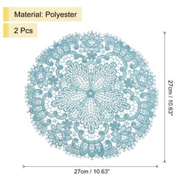 sourcing map 2Pcs Retro Lace Placemats, 10.6x10.6inch Round French Crochet Doilies Central Hollow Flower Vase Mat Coaster for Dining Table Home Decoration, Glossy Sky Blue
