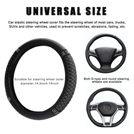 ZNDAW Bling Car Steering Wheel Cover, 15 Inch Sparkly Rhinestone Soft Leather Steering Wheel Protector, Non-Slip Universal Auto Elastic Steering Wheel Covers for Women Girls (Black)