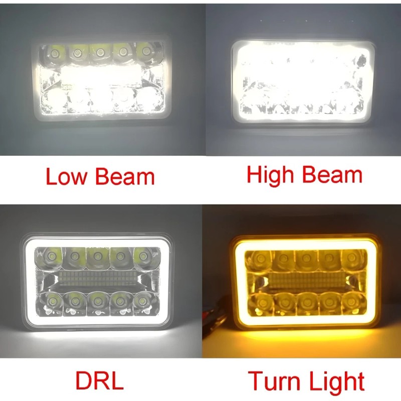 BRICOLOGHT 4x For Ford Mustang 1979-1986 DOT 4x6" Square LED