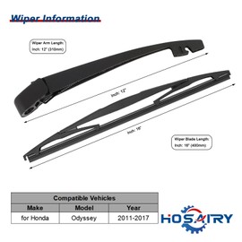 HOSAIRY Rear Wiper Arm Blade Set for Honda Odyssey 2011-2017 Rear Windshield Wiper Arm Blade Assembly 76720-TK8-A01 76730-TK8-A21