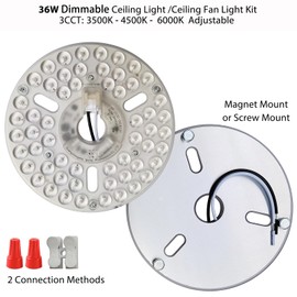 Zhairdalstar 36W 6.4" Dimmable LED Light Engine Retrofit Kit for Ceiling Fan Light Replacement LED Board Panel,3 Color Temperature Memory Function,ETL Listed