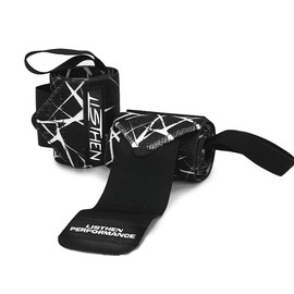 LISTHEN Gym Wrist Wraps for Weightlifting, Elastic Wrist Wraps with Thumb Loop and Velcro Wrist Wraps for Powerlifting, Bodybuilding and Boxing, 2 x Black