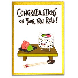 PepperZone Congratulations on Your New Roll Card, Cute and Funny Handmade Congrats, New or First Job, Work, Office Promotion for Boss, Co-worker, Colleague, Friend, Husband, Wife, Son, Daughter