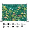 7x5ft Jungle Forest Backdrop Cartoon Animals Monkey Giraffe Palm Tree