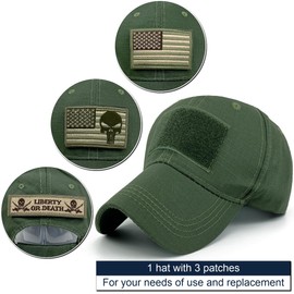 Loneshark Tactical Military Mens Camo Baseball Hat with American Flag Skull Patch Patriotic Operator Camouflage Cap for Women Army-Aqua-LG