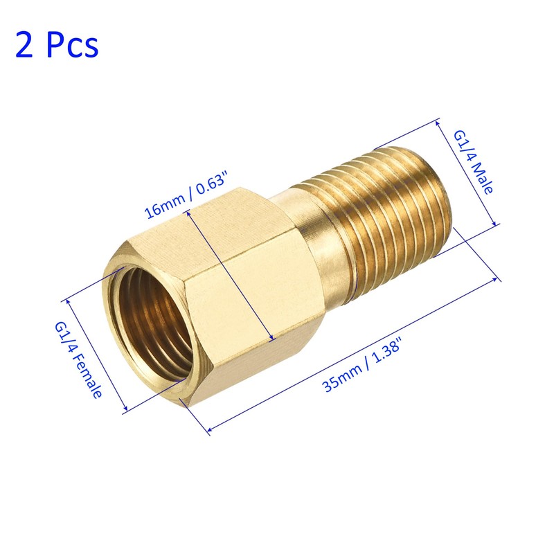 M METERXITY 2PCS Extension Connector Pipe Fitting Brass Hex Coupling