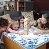 Mocsicka Blue Chinoiserie Mahjong Mat 31.5" x 31.5" with Carry