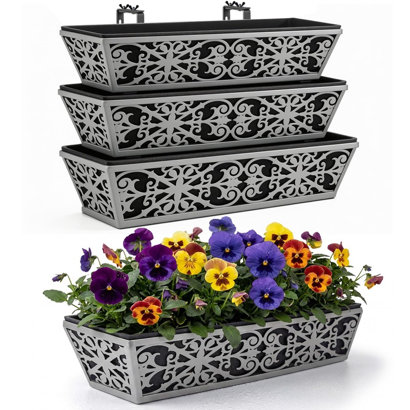 4 Pack 24 Inch Window Boxes Planter for Outdoor Plants