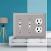 Amerelle Steps Double Toggle/Single Duplex Cast Metal Wallplate in Satin