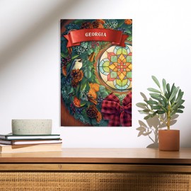 Lantern Press 12x18 Inch Premium Wood Sign, Ready to Hang Wall Decor, Georgia, Front Door with Christmas Wreath