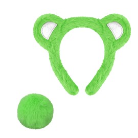Norbiariz 1 Pack Green Bear Ears Headband – Care Bear Costume Ears and Tail Set, Yellow Animal Ears for Kids & Adult Costumes