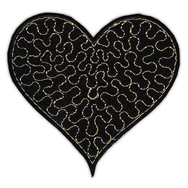 Heart Black Gold Sew-On Iron-On Patch Iron-On Patch Appliqué Love Patch Size 6.6 x 6.7 cm