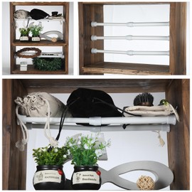 6Pcs Tension Rod, Goowin Small Tension Rods for Windows, No Drilling Rustproof Spring Adjustable Short Tension Rod for Wardrobe Bars, Bookcase (White, 7-11 inch)