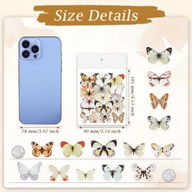 40Pcs White Transparent Butterfly Stickers, PET Vintage Butterfly Decorative Decals for Scrapbook Crafts DIY Arts Bullet Journals Junk Journal Planners Phone Cases