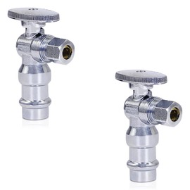 1/4 Turn Press Angle Stop Valve | 1/2" Press x 3/8" OD | Water Shut Off Valve | Toilet Shut Off Valve | On and Off Water Valve (Pack of 2)