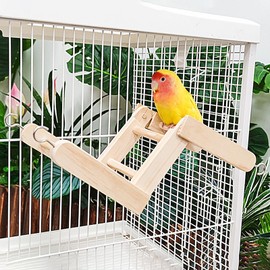 Wooden Bird Ladder - Wooden Climbing Ladder for Parrots - Funny Beak Grinding Toys, Multipurpose Bird Ladder for Climbing, Resting