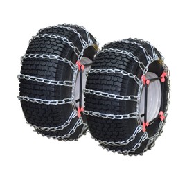 OakTen Set of 2 Tire Chains with Tensioners for Lawn Garden Tractors Mowers and Rider, 2-Link, Fits for Tire Size 24x12x12