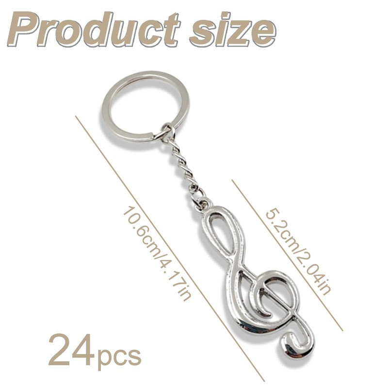 Amexo Pack of 24 Musical Notes Keychains, Music Note Keyring,