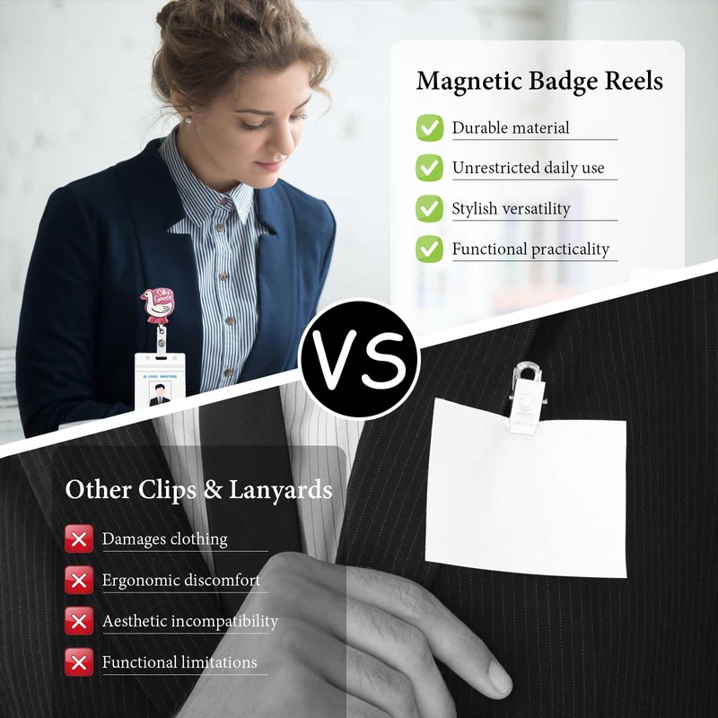Magnetic Badge Holder with Strong Magnet Back, Silly Goose Retractable