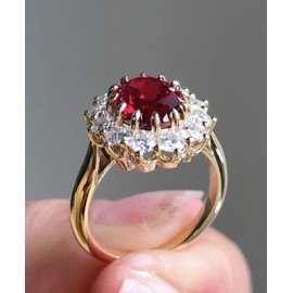 Cute Dainty Women's 14K Gold Ruby Vintage CZ Statement Red Garnet Rings for Women Gifts Pomegranate Jewelry Anniversary Ring Jewelry Gemstone Promise Engagement Love Ring Size 7