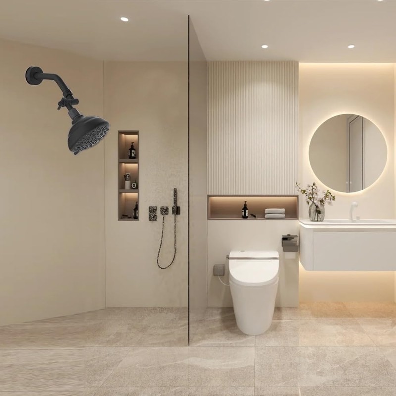 360° Adjustable Shower Head Extension Adapter, Matte Black Shower Angle