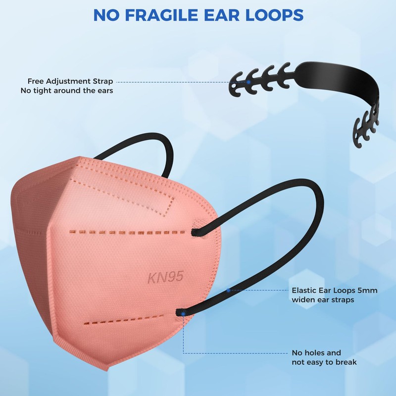 60/100 Pcs KN95 Face Mask for Adults,5 Layer Cup Dust