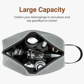Elviros Travel Toiletry Bag for Women and Men, Lightweight Makeup Bag Hanging Dopp Kit with Shaving Compartment Cosmetic Organizer Small Tool Bag Travel Essentials, Grey
