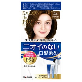 Salon de Pro Unscented Hair Color Fast Dye Cream (For Gray Hair) 4B Slightly Deep Beige Brown 1 Set