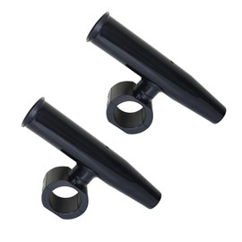 2 PCS T-Top Rod Holder Single Aluminum clamp on fit 1.5",1.875",2" inch Horizontal or Vertical Fishing Boat Tower/Leaning Post/Rail (Black)
