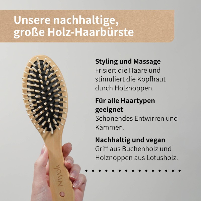 4002 NIY Niyok Hair Brush Large Wooden Nubs