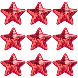 PAGOW 9 Pcs Red Star Iron-on, Sew-on Sequins Star Patches