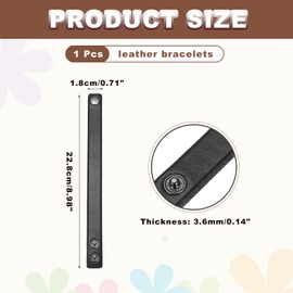 sourcing map Plain Leather Bracelets Buckle Leather Snap Bracelets Adjustable Blank Wrist Cuffs DIY Craft Wristbands for Men Women Jewelry Making, Black