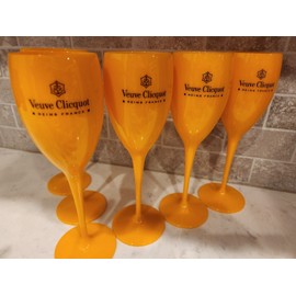 Veuve Clicquot Orange ACRYLIC Flute Set  Champagne Glasses x 4