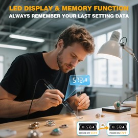 JINDUN Cordless Soldering Iron Kit, 12S Fast Heat Soldering Iron, Variable Temp 392℉-842℉（200℃- 450℃), 3 Protections & Memory Function, Includes 3 Tips for Electronics/Jewelry Precision Repair