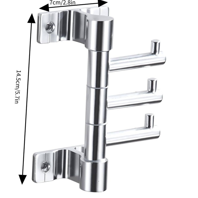 Swivel Towel Hooks Wall Coat Rack with 3 Swivel Arms,