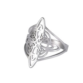 UNIFT Witch Knot Ring for Women Stainless Steel Chic Elegant Geometric Style Witchcraft Celtic Trinity Ring Wiccan Amulet Jewelry Mother's Day Birthday Gift, 9, Stainless Steel, No Gemstone