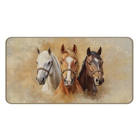 DEQSX Horse Door Mat, Watercolor Wild Horses Farmhouse Welcome Doormat for Indoor Outdoor Entrance Porch Front Door Outside, Farmhouse Horse Bath Mat, 17x30 Inches