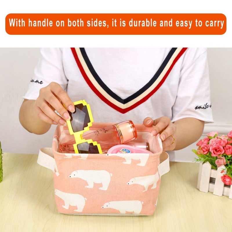 ZhengYue Storage Box Fabric Storage Baskets Cubes Linen and Cotton