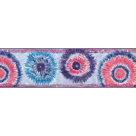 CONCORD WALLCOVERINGS ™ Wallpaper Border Modern Abstract Pattern for Living Room Bedroom, Colors Blue Pink White Purple, Size 7 Inches by 15 Feet LK1635B