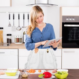 AffeGifts White Apron for Women with 2 Pockets, Half Waist Apron Short Frilly Maid Apron for Waitress Costume Cooking Kitchen Restaurant Party