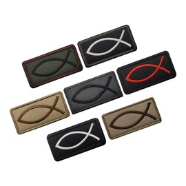7 PCS Fish Patch Ichthys Jesus Fish Patch Embroidered Tactical Morale Patches Applique Fastener Hook and Loop(7PCS)