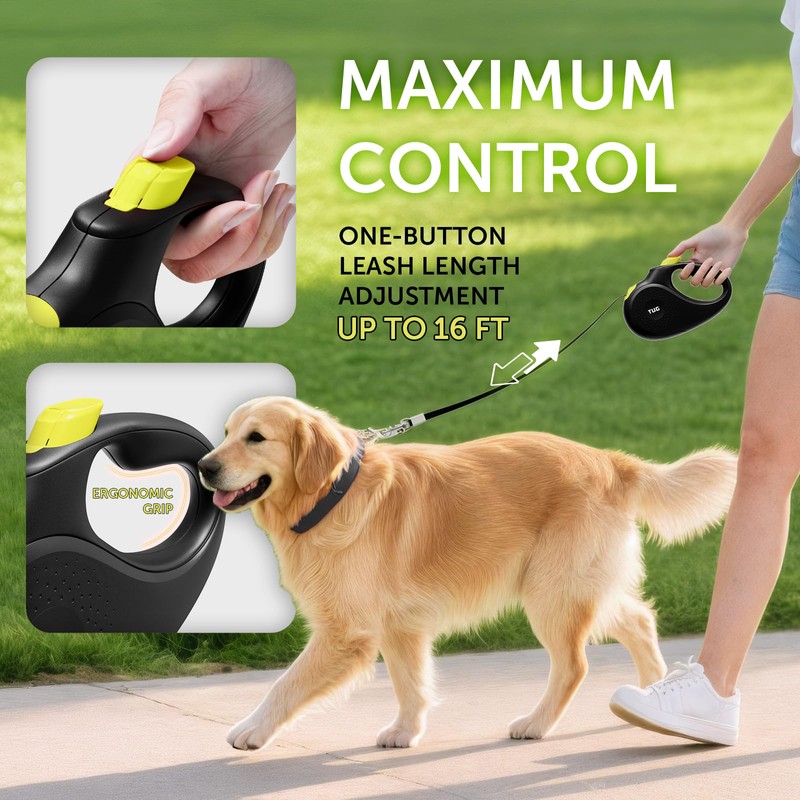 TUG 360° Tangle-Free Retractable Dog Leash | 16 ft Strong